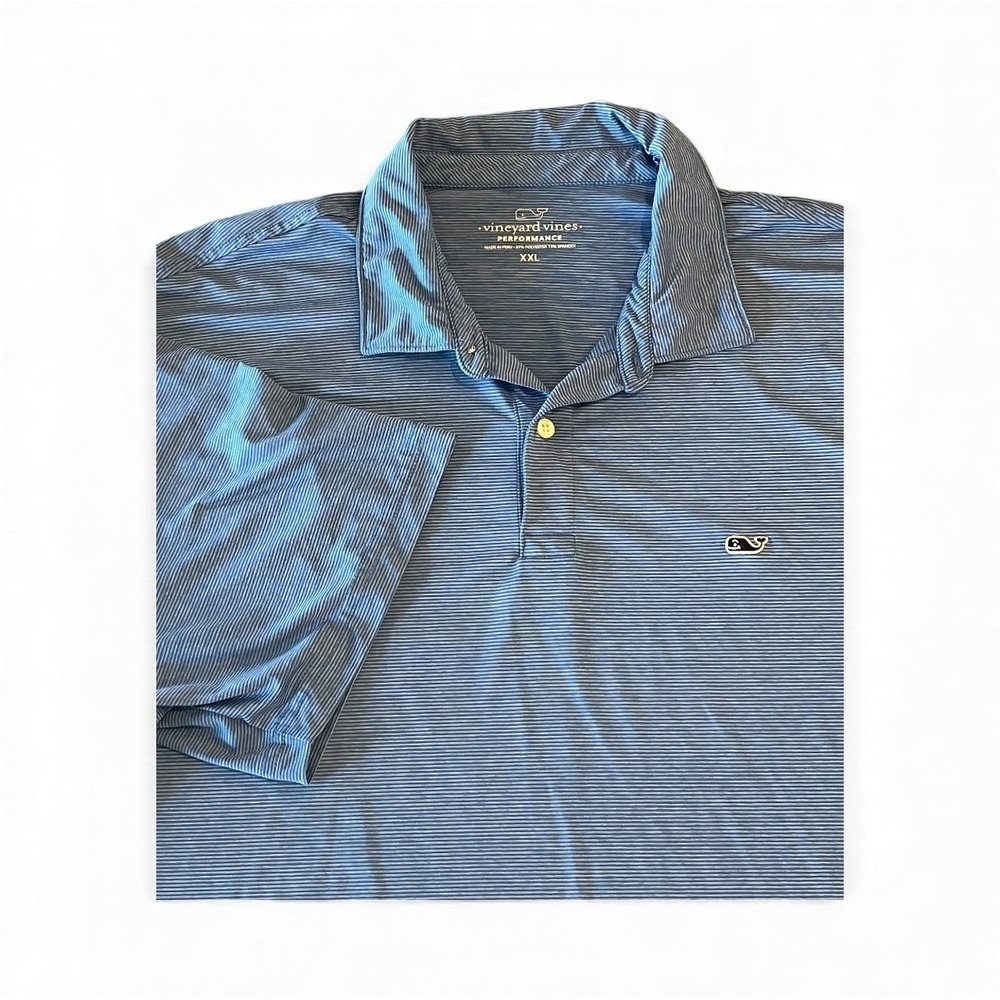 Vineyard Vines Performance Short Sleeve Golf Polo Shirt Mens XXL Blue Stretch